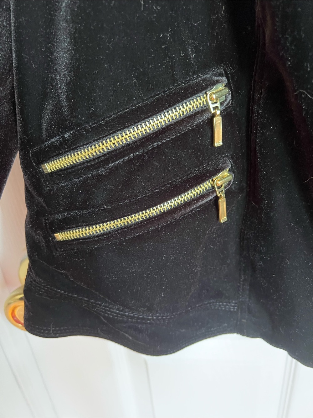 INC Black Velvet Moto Jacket with Gold Hardware EUC - Picture 2 of 11